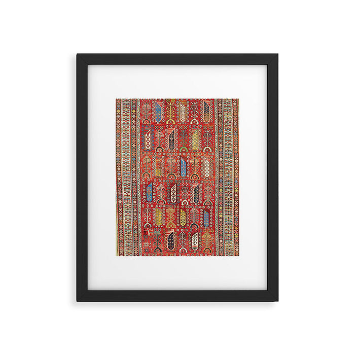 Shirvan Caucasian Antique Carpet Print Framed Art Print Gallery Image 1