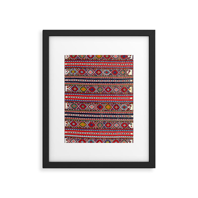 Shirvan East Caucasus Colorful Kilim Print Framed Art Print Gallery Image 5