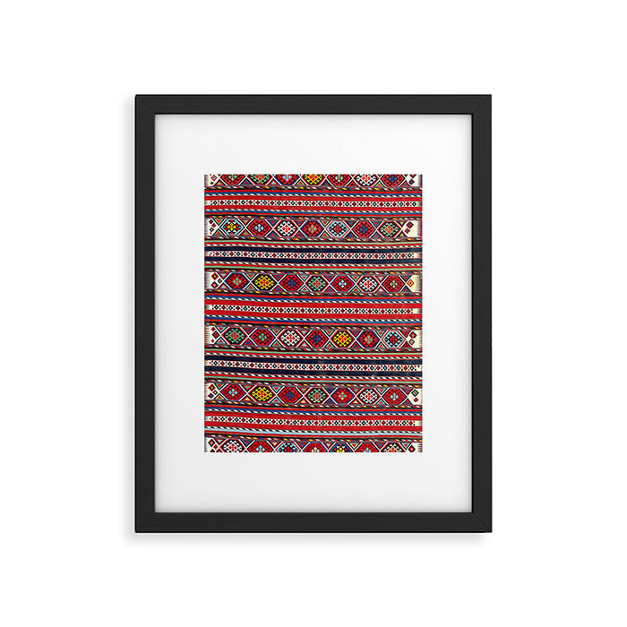 Shirvan East Caucasus Colorful Kilim Print Framed Art Print Gallery Image 1
