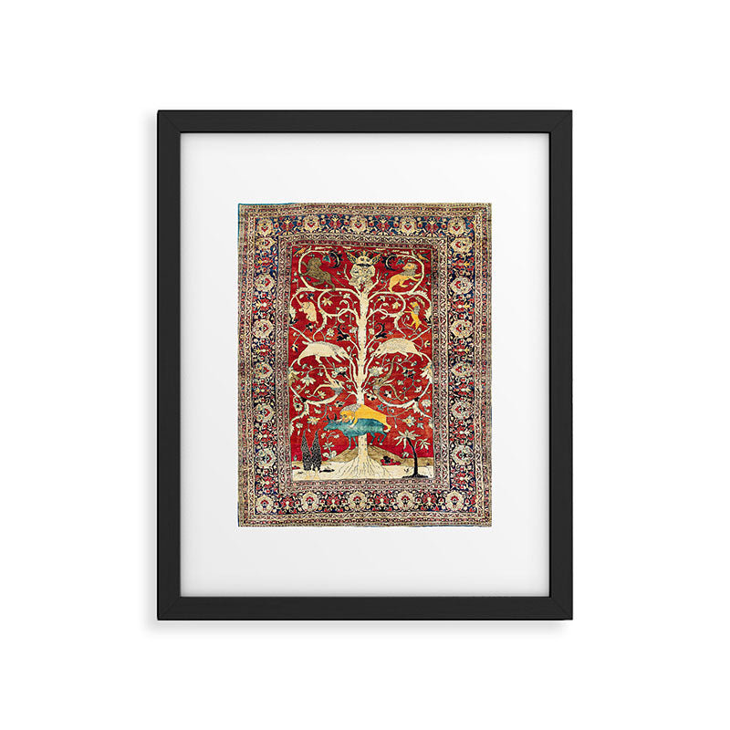 Silk Heriz Azerbaijan Northwest Persian Rug Print Framed Art Print Gallery Image 4