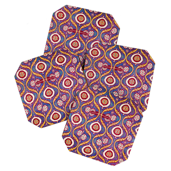 Silk Ikat Uzbekistan Parda Print Coaster Gallery Image 1