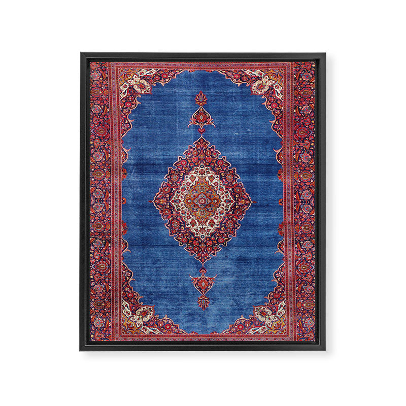 Silk Kashan Central Persian Rug Print Framed Canvas Print Gallery Image 6