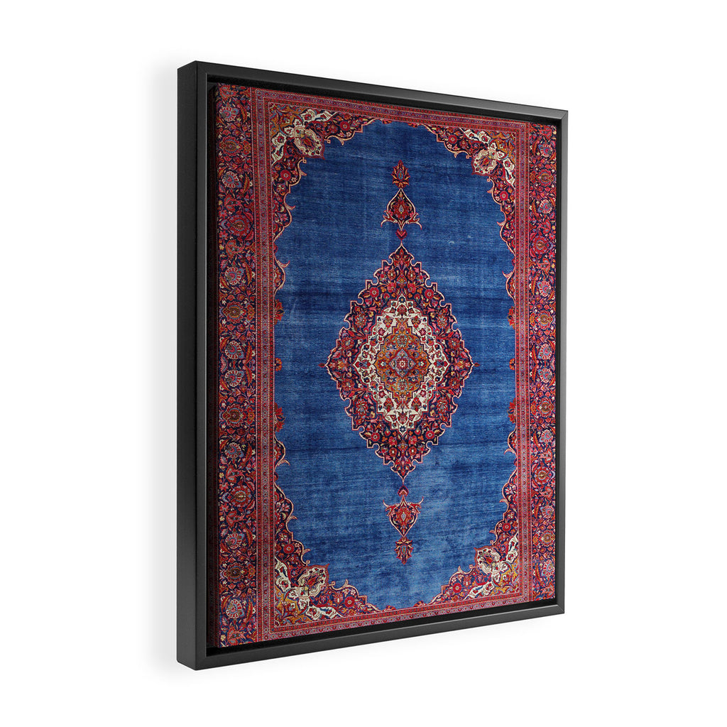Silk Kashan Central Persian Rug Print Framed Canvas Print Gallery Image 2