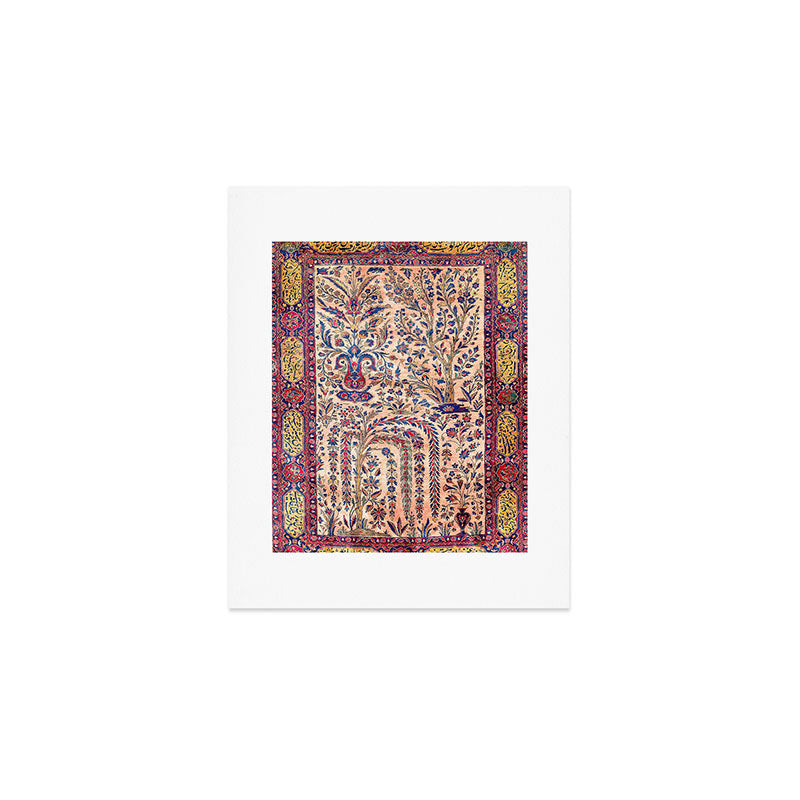 Silk Kashan Central Persian Rug Print Art Print Gallery Image 1