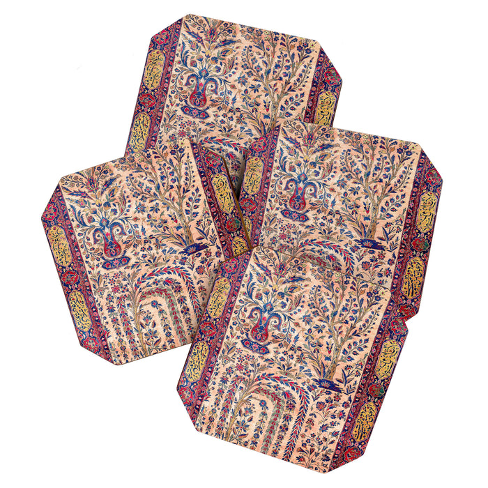 Silk Kashan Central Persian Rug Print Coaster Gallery Image 1