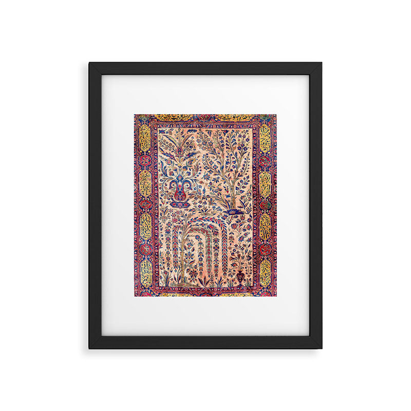 Silk Kashan Central Persian Rug Print Framed Art Print Gallery Image 4