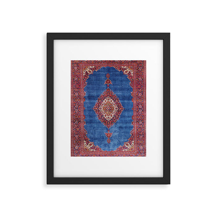Silk Kashan Central Persian Rug Print Framed Art Print Gallery Image 1
