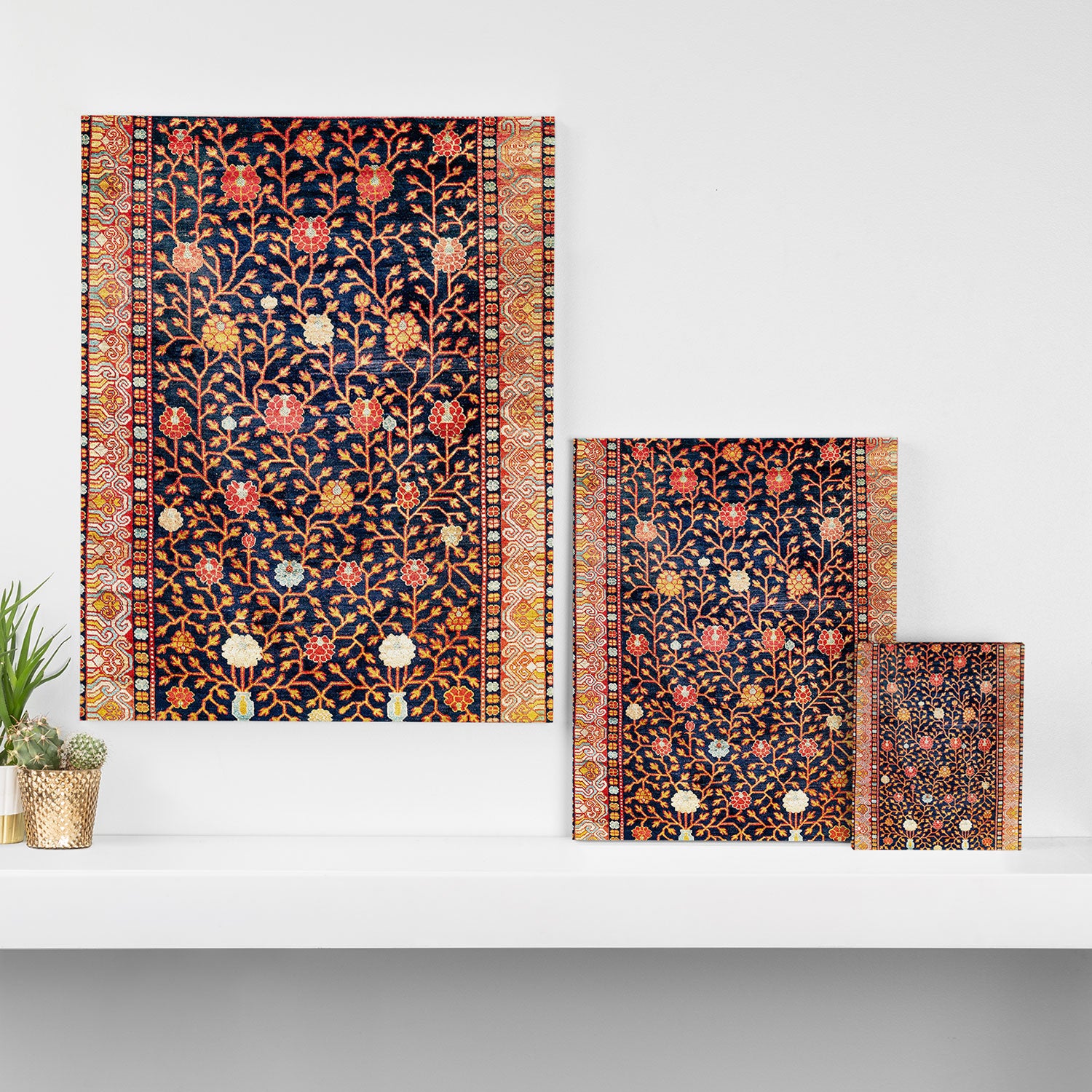 Silk Khotan East Turkestan Rug Print Canvas Print Gallery Image 3