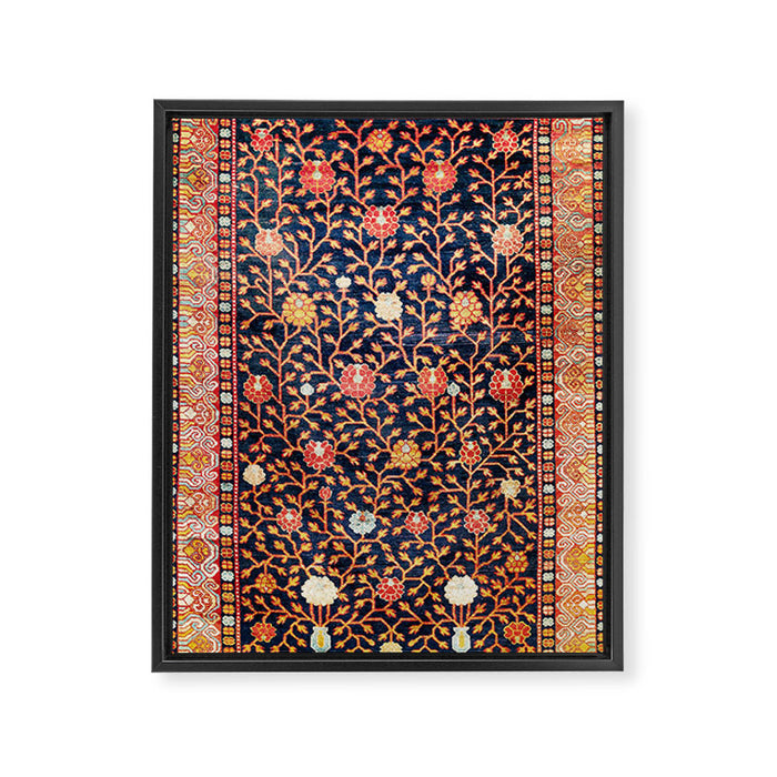 Silk Khotan East Turkestan Rug Print Framed Canvas Print Gallery Image 1