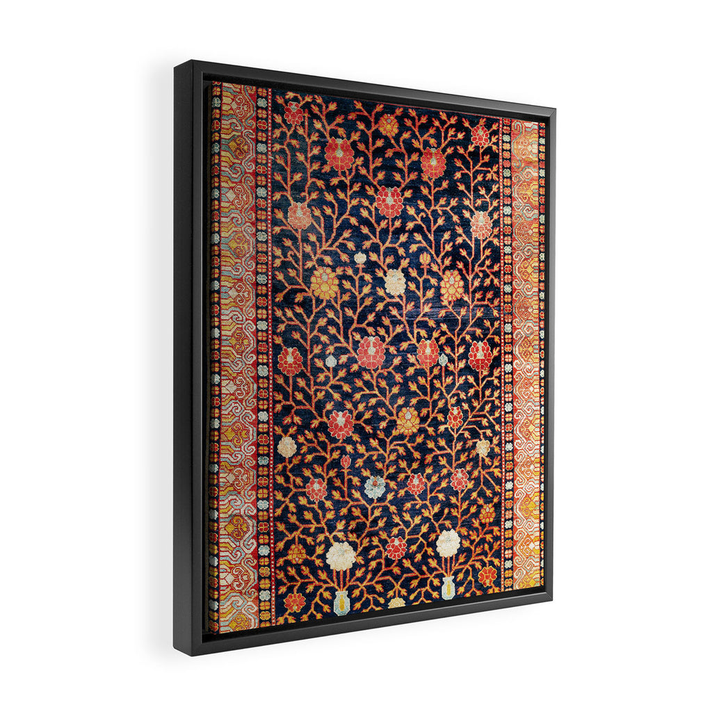 Silk Khotan East Turkestan Rug Print Framed Canvas Print Gallery Image 2