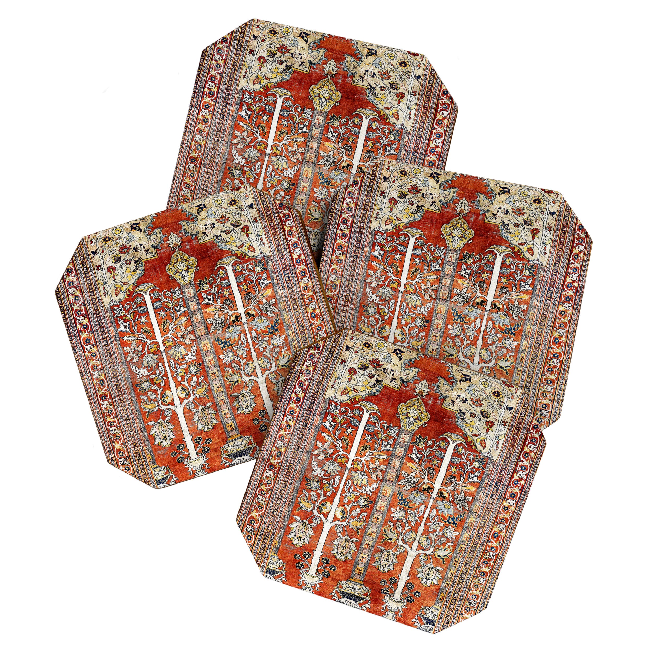Silk Tabriz Northwest Persian Rug Print Coaster Gallery Image 1