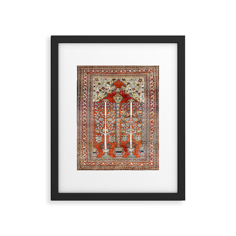 Silk Tabriz Northwest Persian Rug Print Framed Art Print Gallery Image 5