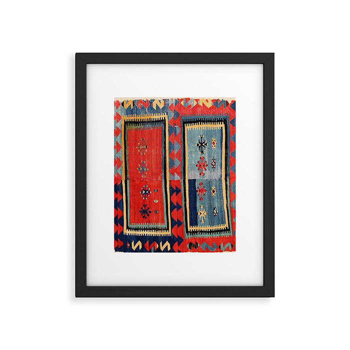 Sivas  Antique Cappadocian Turkish Kilim Print Framed Art Print Gallery Image 1