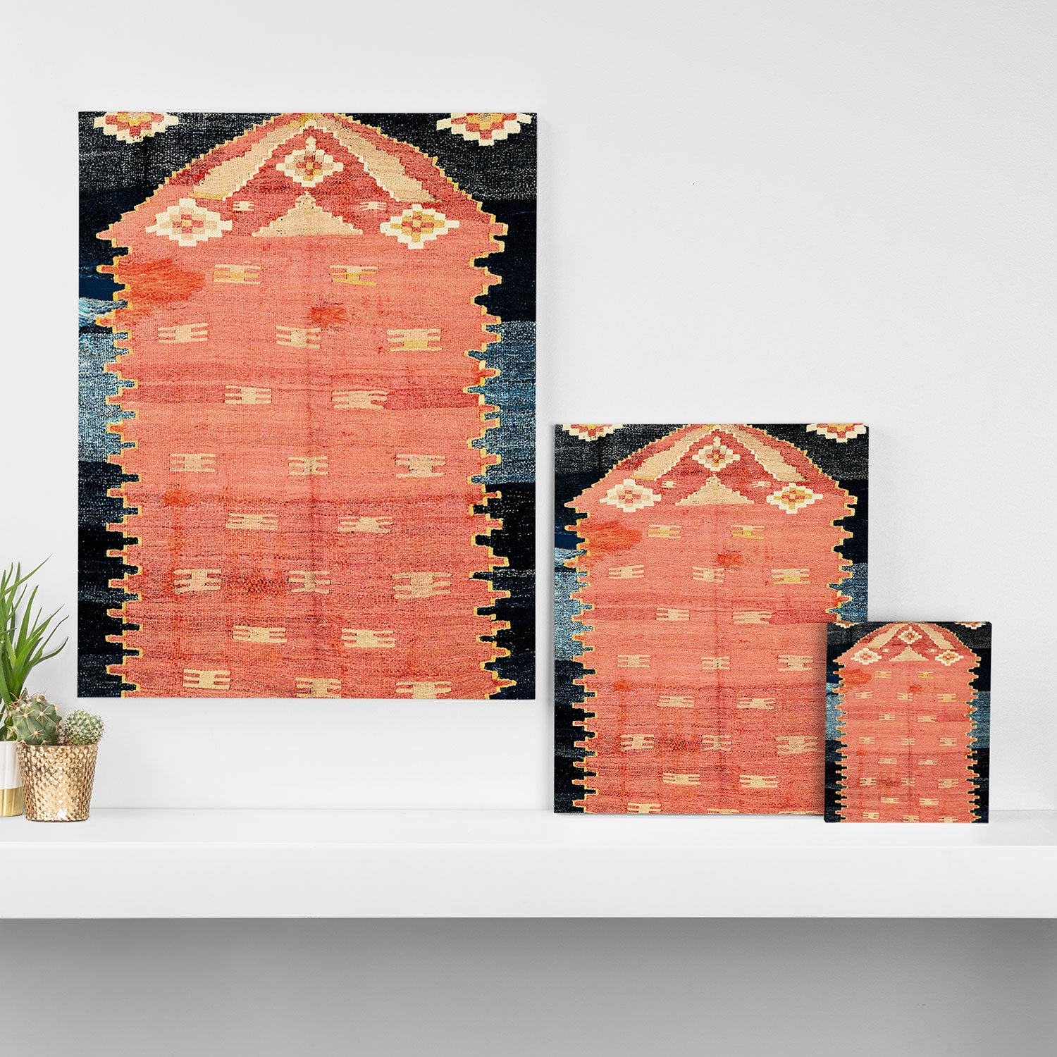 South West Anatolia  Antique Turkish Niche Kilim Print Canvas Print Gallery Image 3