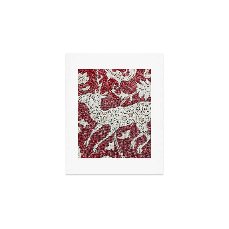 Spotted Fawn From Antique Persian Animal Rug Print Art Print Gallery Image 1