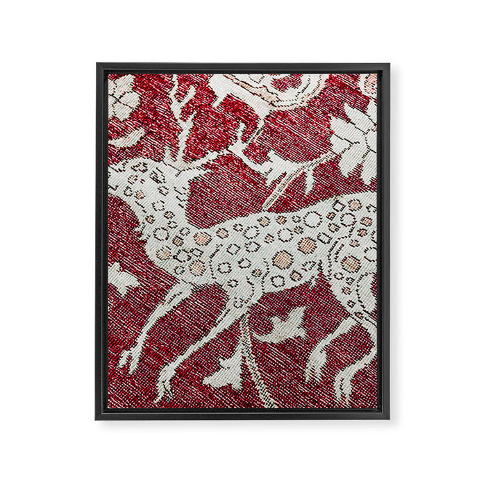 Spotted Fawn From Antique Persian Animal Rug Print Framed Canvas Print Gallery Image 1