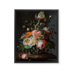 Still Life with Flowers on a Marble Tabletop, Rachel Ruysch, 1716 Framed Canvas Print Gallery Image 3