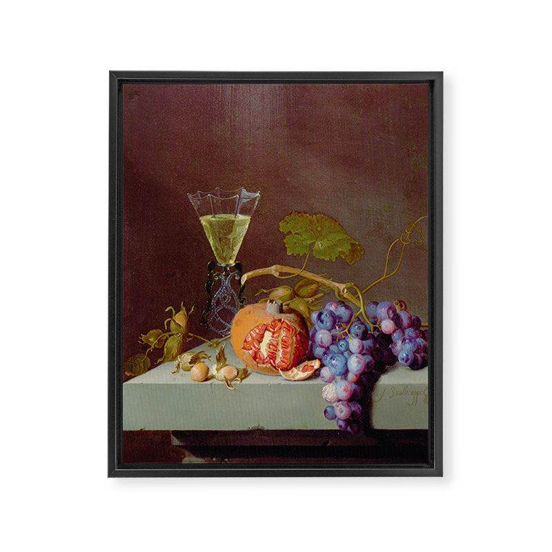 Still Life With Fruit, 1675, Jacob van Walscapelle Framed Canvas Print Gallery Image 3