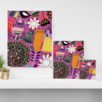Summer Tropical Pattern Bird Flowers Canvas Print Gallery Image 3