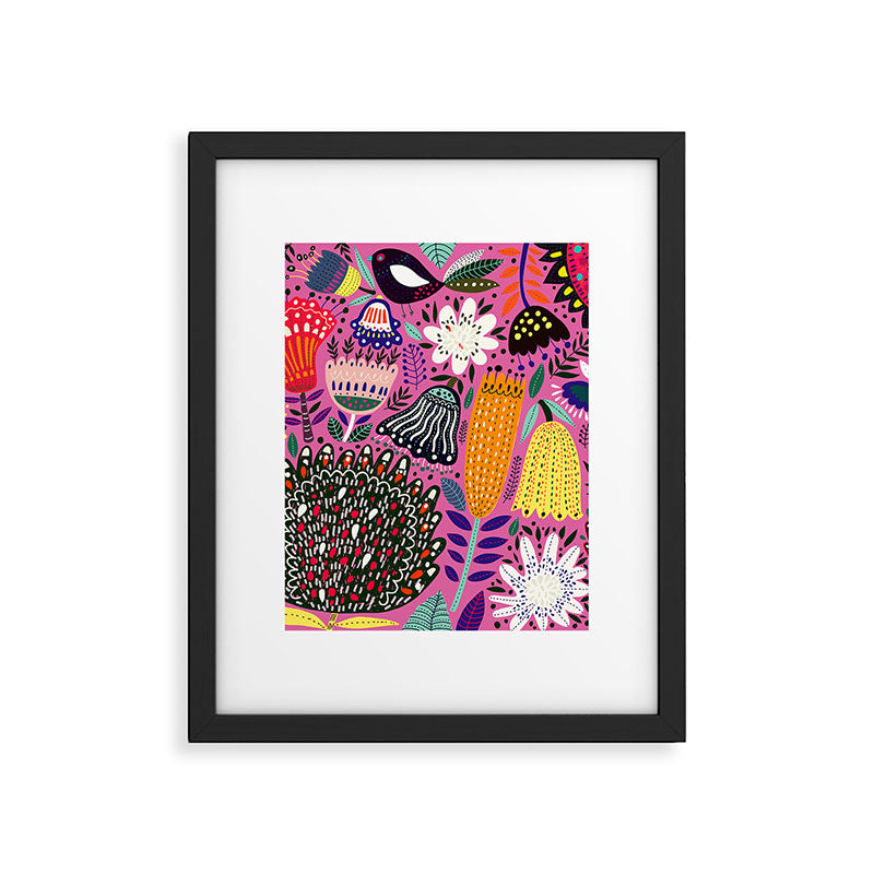 Summer Tropical Pattern Bird Flowers Framed Art Print Gallery Image 6