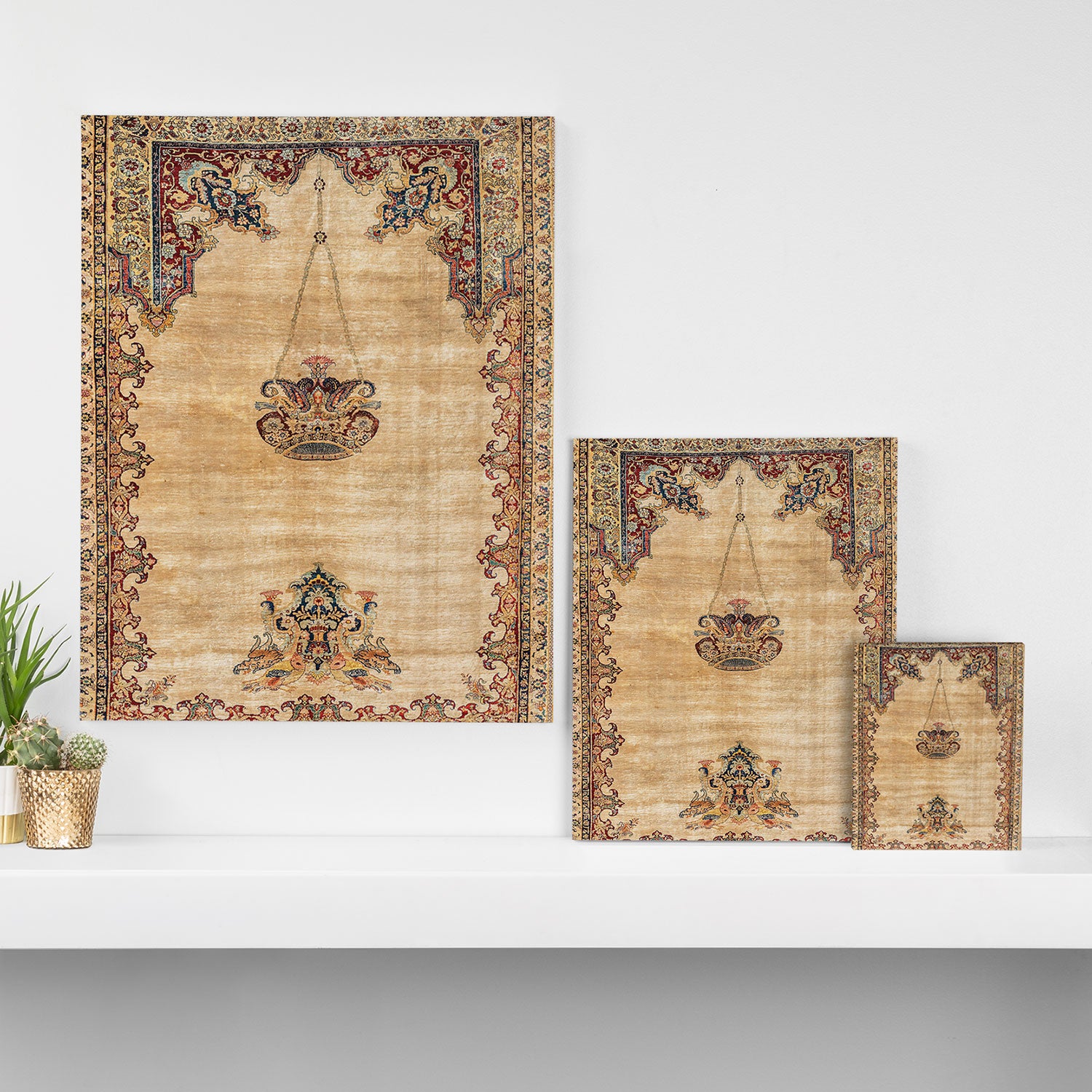 Tabriz  Antique North West Persian Silk Niche Rug Print Canvas Print Gallery Image 3
