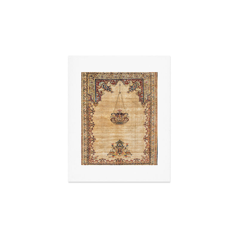 Tabriz  Antique North West Persian Silk Niche Rug Print Art Print Gallery Image 1
