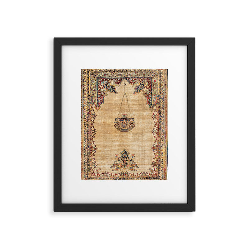 Tabriz  Antique North West Persian Silk Niche Rug Print Framed Art Print Gallery Image 4