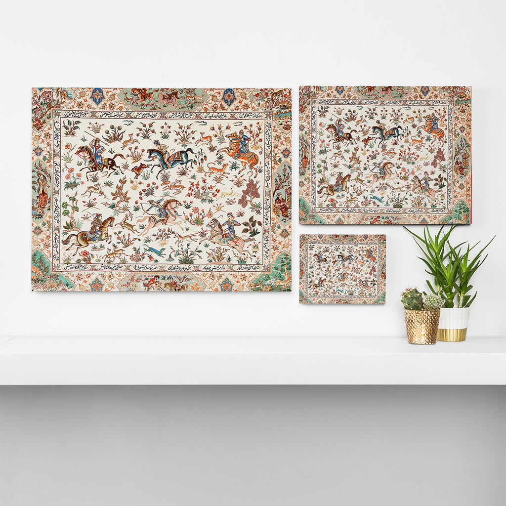 Tabriz Antique Persian Hunting Rug Print Canvas Print Gallery Image 3