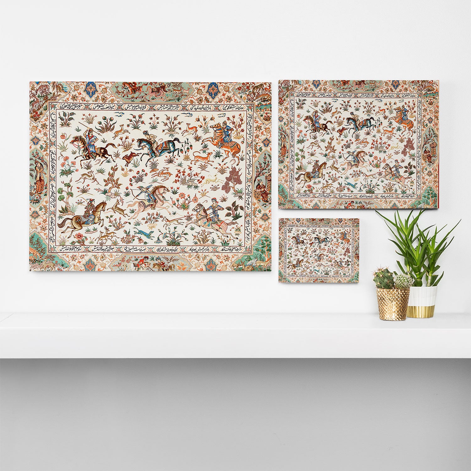 Tabriz Antique Persian Hunting Rug Print Canvas Print Gallery Image 3