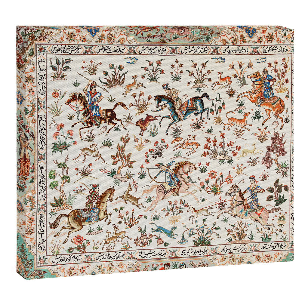 Tabriz Antique Persian Hunting Rug Print Canvas Print Gallery Image 3
