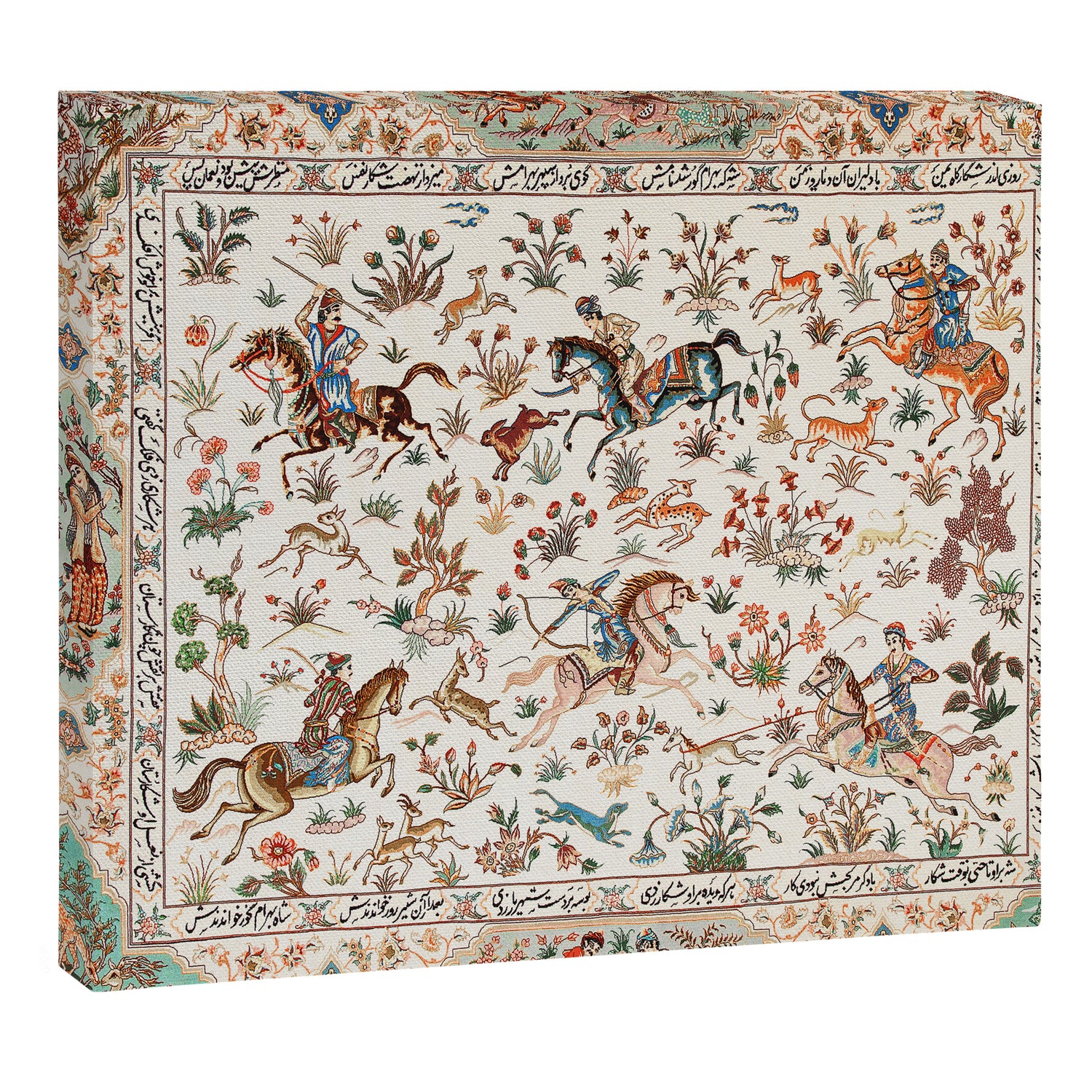 Tabriz Antique Persian Hunting Rug Print Canvas Print Gallery Image 3