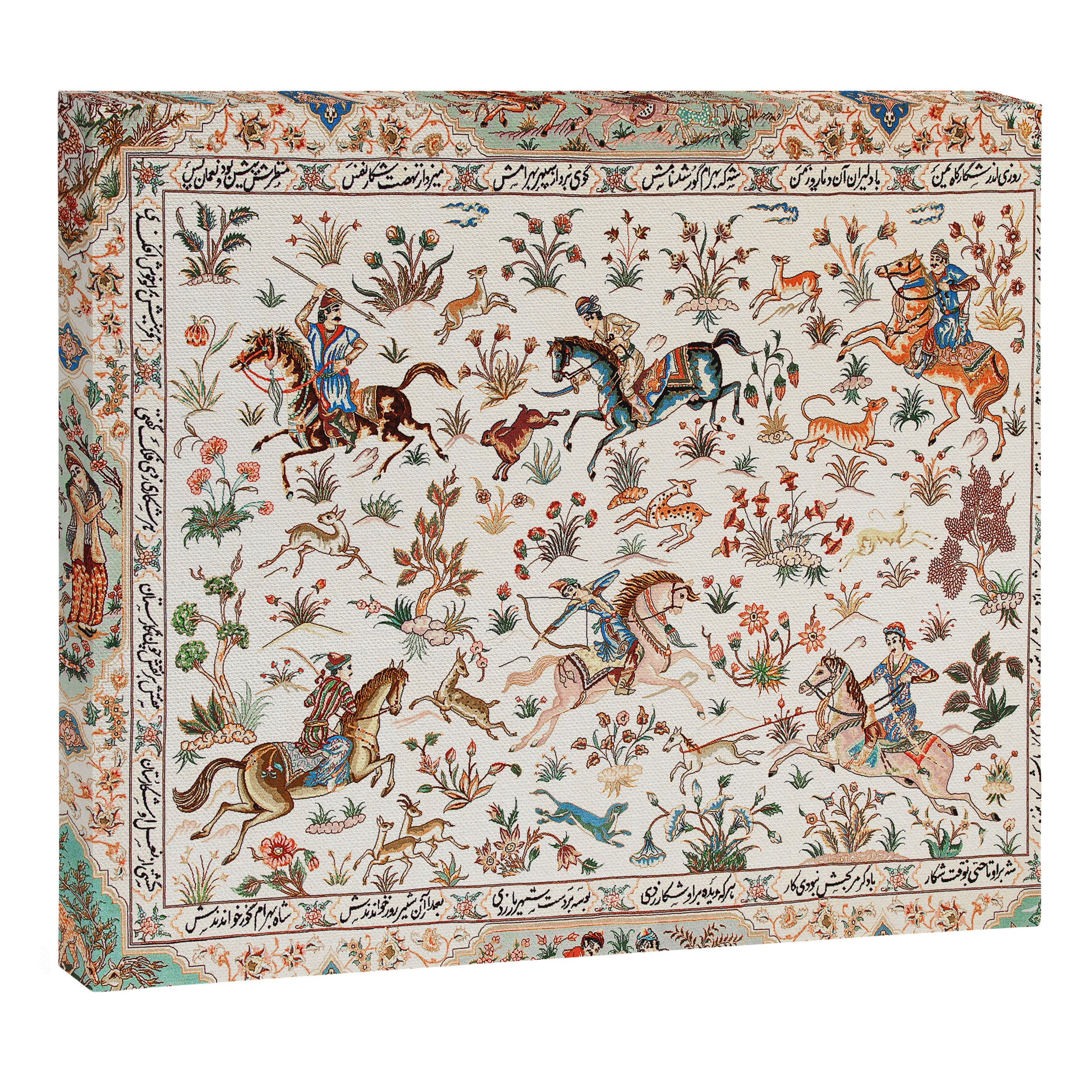 Tabriz Antique Persian Hunting Rug Print Canvas Print Gallery Image 3