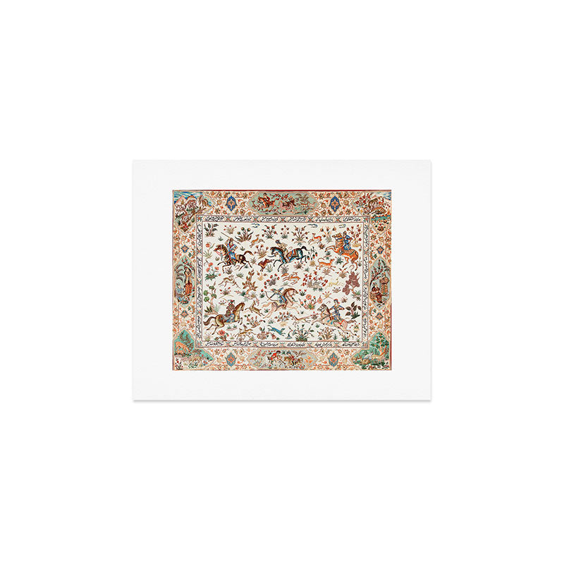 Tabriz Antique Persian Hunting Rug Print Art Print Gallery Image 1