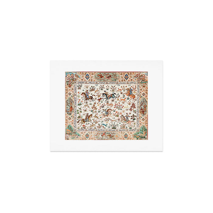 Tabriz Antique Persian Hunting Rug Print Art Print Gallery Image 1