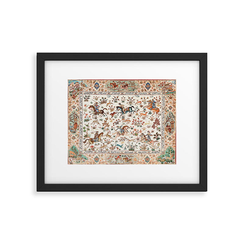 Tabriz Antique Persian Hunting Rug Print Framed Art Print Gallery Image 4