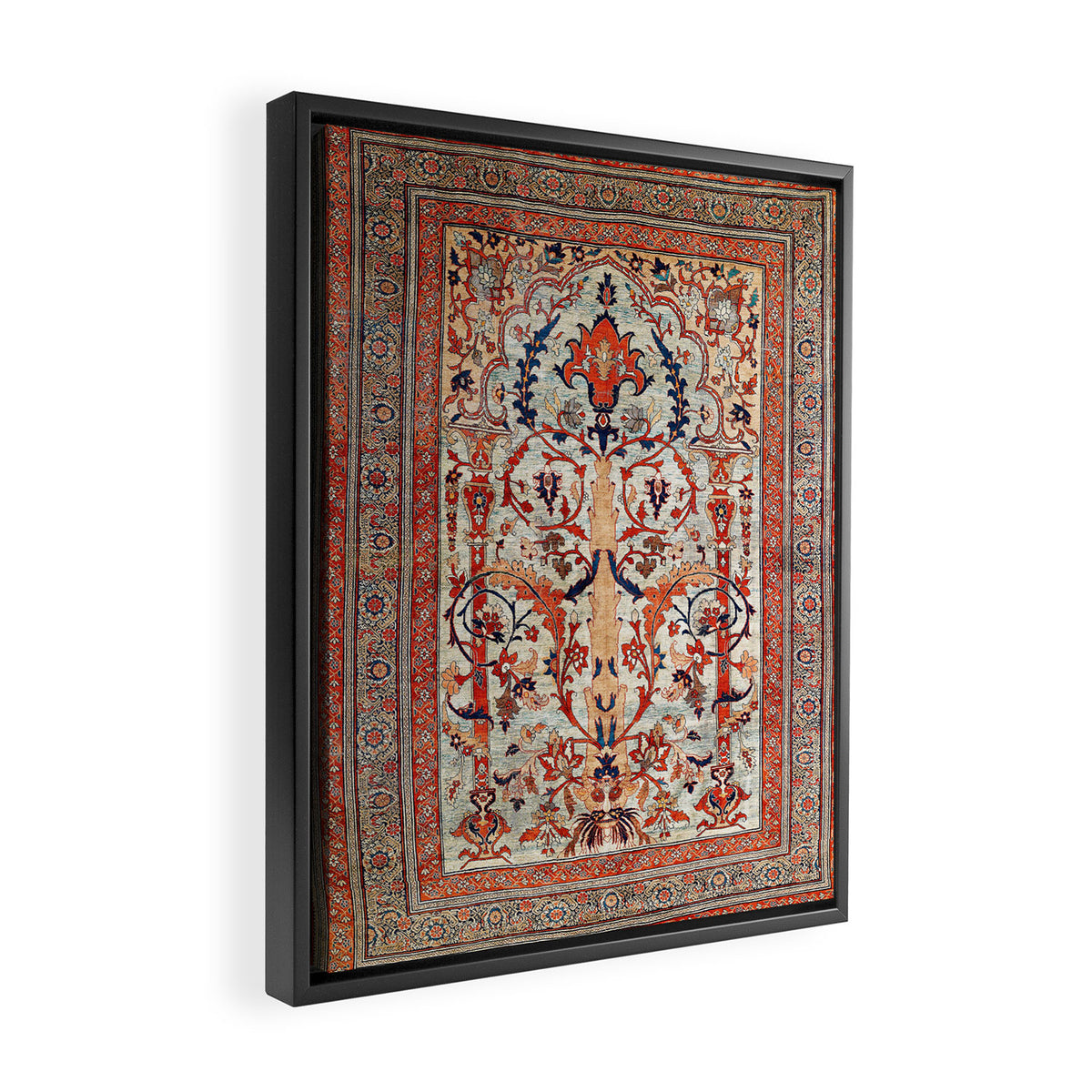 Tabriz Azerbaijan Northwest Persian Silk Rug Print Framed Canvas Print Gallery Image 2