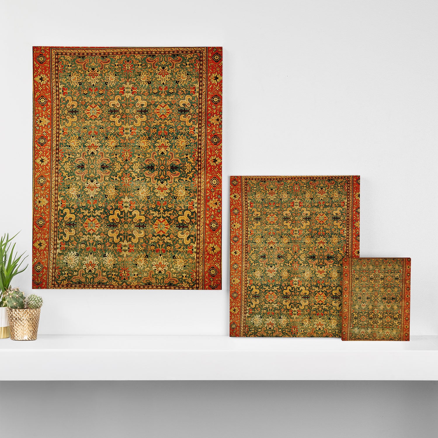 Tabriz Green Orange Rug Print Canvas Print Gallery Image 3