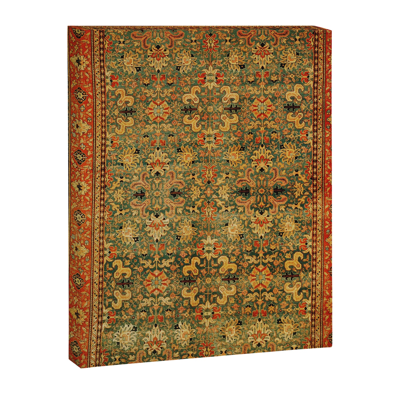 Tabriz Green Orange Rug Print Canvas Print Gallery Image 3