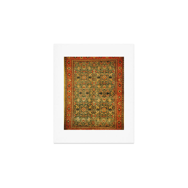 Tabriz Green Orange Rug Print Art Print Gallery Image 1