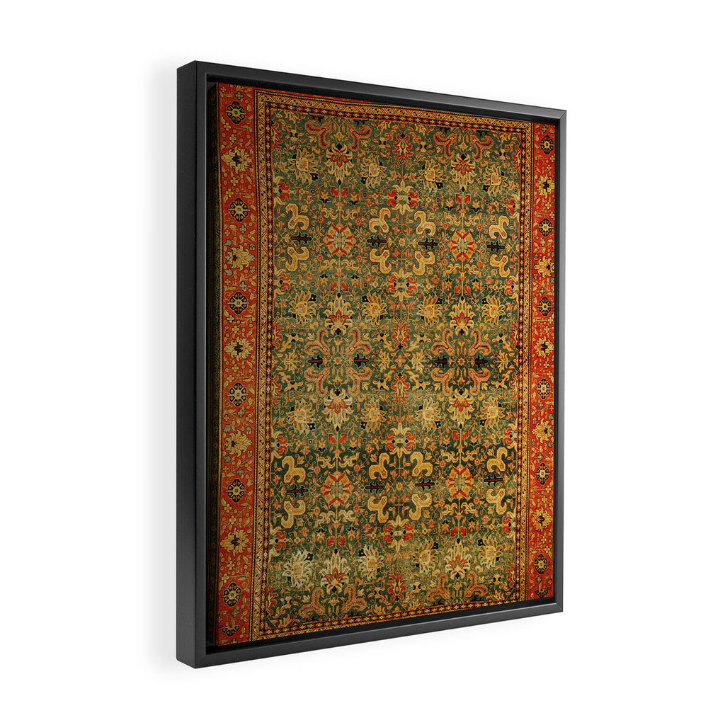 Tabriz Green Orange Rug Print Framed Canvas Print Gallery Image 2