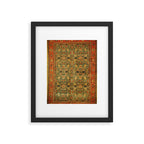 Tabriz Green Orange Rug Print Framed Art Print Gallery Image 5