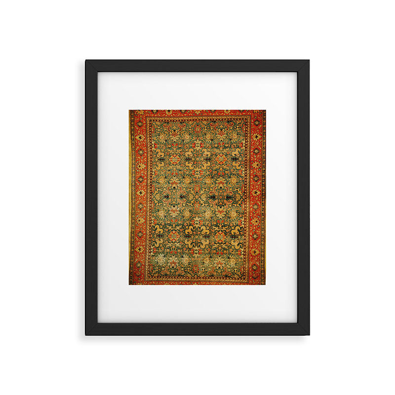Tabriz Green Orange Rug Print Framed Art Print Gallery Image 5