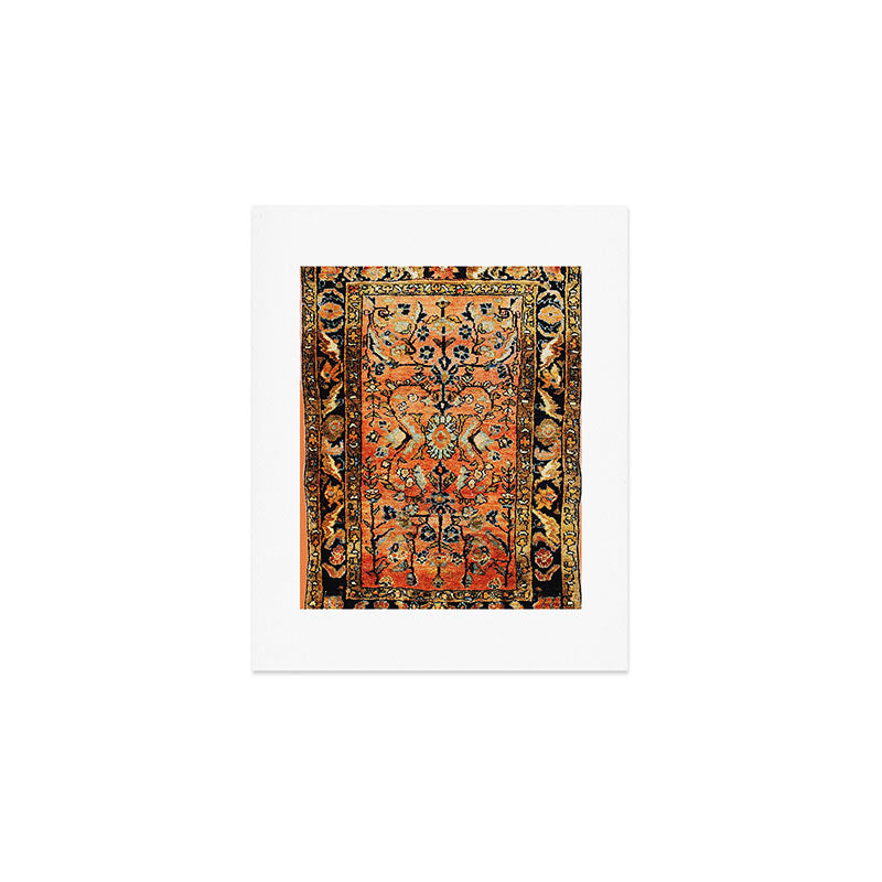 Tabriz Rug Print With Burnt Orange Field Art Print Gallery Image 1