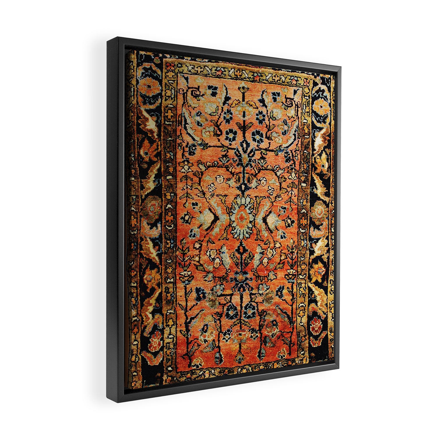 Tabriz Rug Print With Burnt Orange Field Framed Canvas Print Gallery Image 2