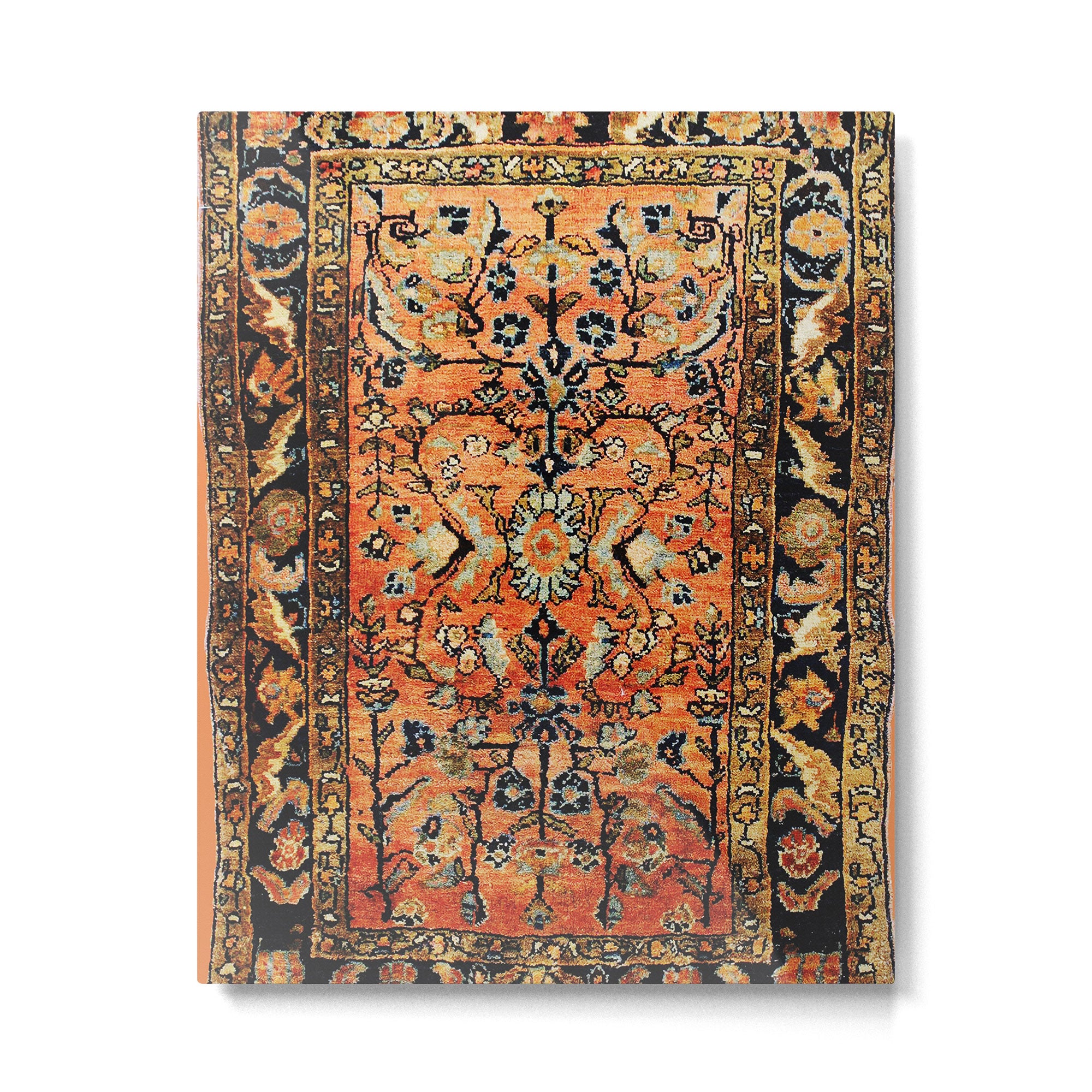 Tabriz Rug Print With Burnt Orange Field Metal Print Gallery Image 4