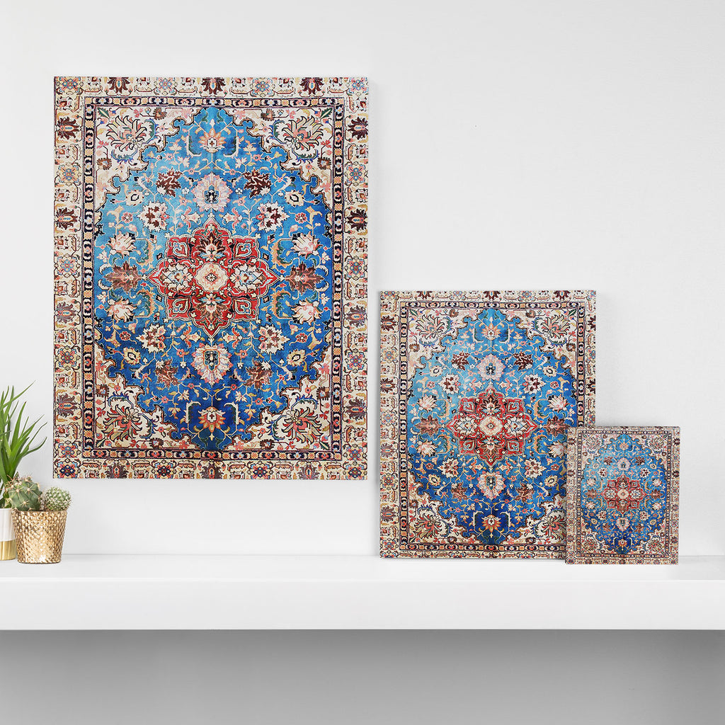 Tabriz Rug With Blue Field Print Canvas Print Gallery Image 3