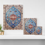 Tabriz Rug With Blue Field Print Canvas Print Gallery Image 3