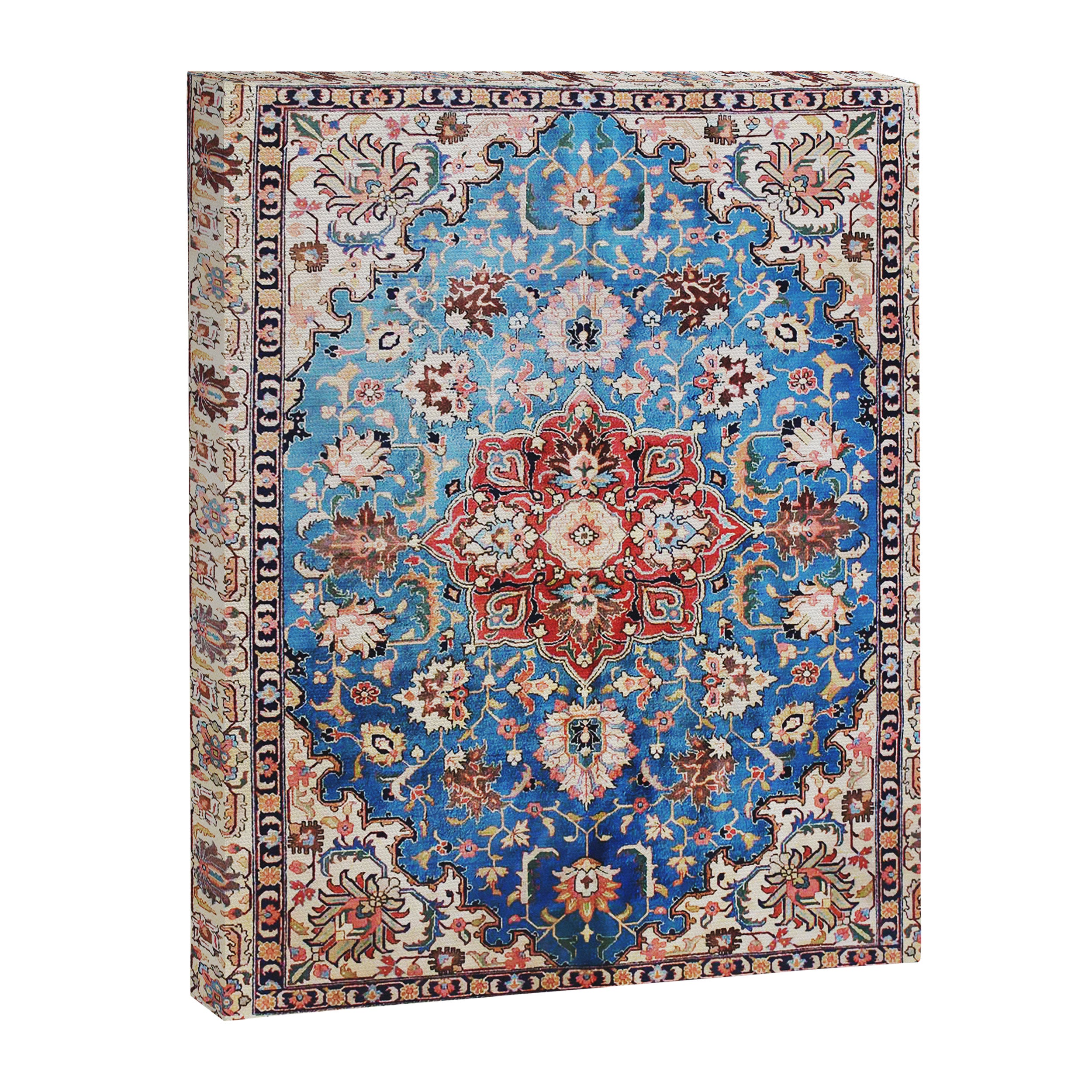 Tabriz Rug With Blue Field Print Canvas Print Gallery Image 3
