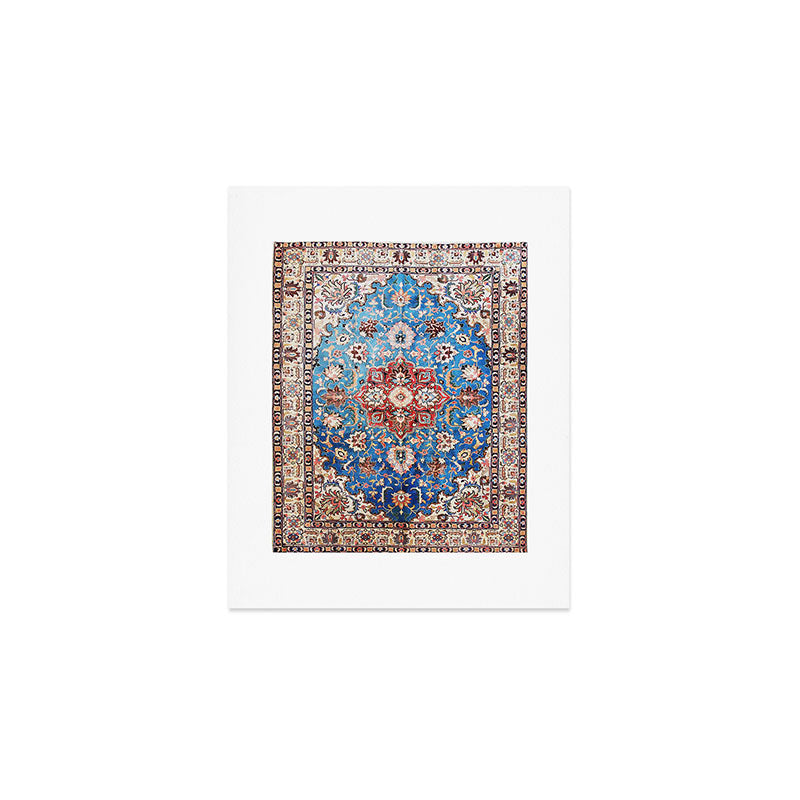 Tabriz Rug With Blue Field Print Art Print Gallery Image 1
