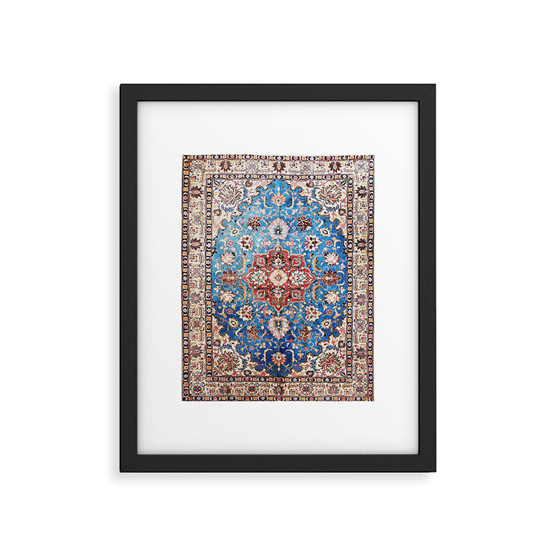 Tabriz Rug With Blue Field Print Framed Art Print Gallery Image 5